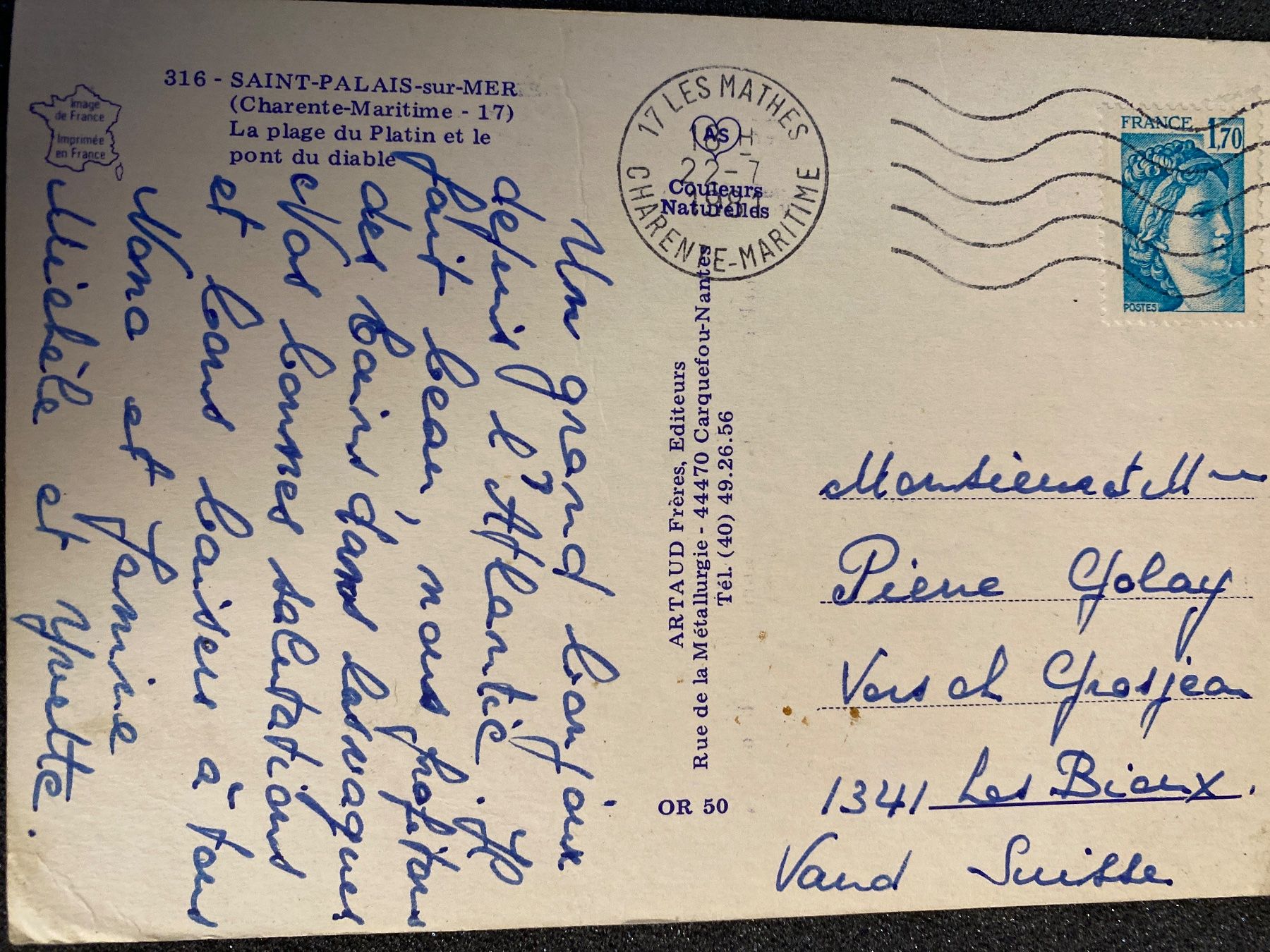 Cartes postales: CARTE - SAINT-PALAIS - SUR - MER -  TIMBRE 1981 – D'occasion à Le Brassus par cinema13 1