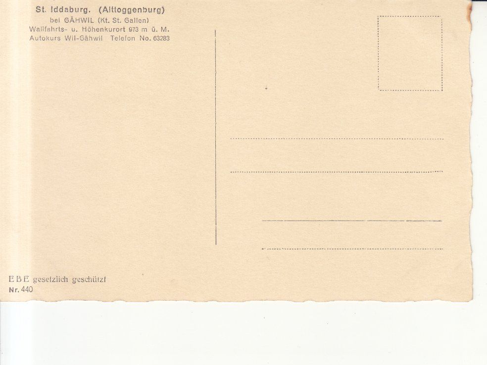 Cartoline postali: St. Iddaburg ca. 1940 – Usato da Bürglen TG venduto da StampGraf 1