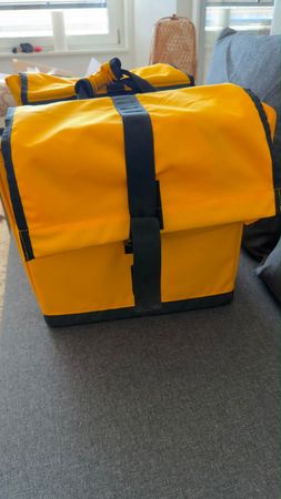 Pair of Waterproof Bike Pannier Bags – Yellow – Good Conditi