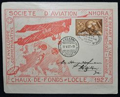 Schöne NHORA-Ganzsache La Chaux-de-Fonds-Lausanne 1927