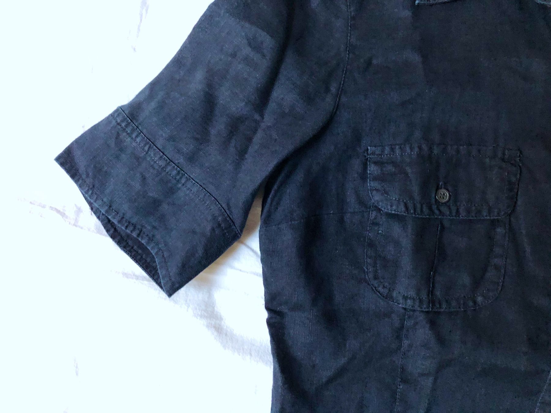 H&M Camicette: H&M, Leinenbluse kurzarm, dunkelblau, Gr. 34 – Nuovo (secondo la descrizione) da Basel venduto da Solaia28 3