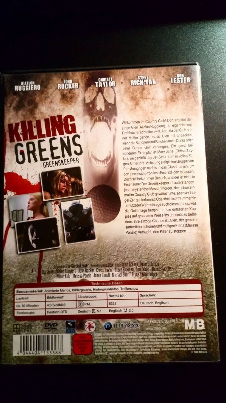 Tutti i DVDs: Killing Greens, DVD Slasher Horror – Usato da Winterthur venduto da Belzarek 1