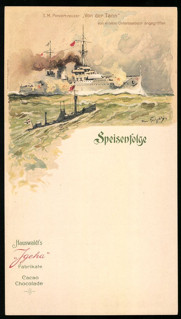 Cartoline postali: Riesen-AK Hans Bohrdt: Kriegsschiff S.M. – Usato da Berlin venduto da bartko-reher