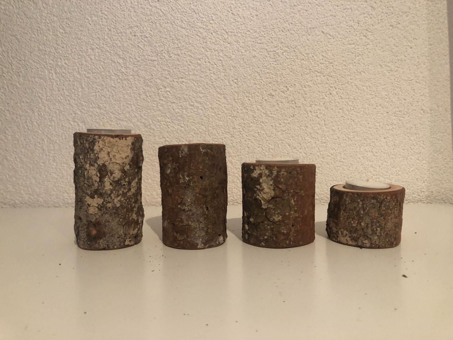 Articoli in legno: Teelichthalter aus Holz, 4er Set – Nuovo e nell'imballaggio originale da Rotkreuz venduto da Holzarbeit