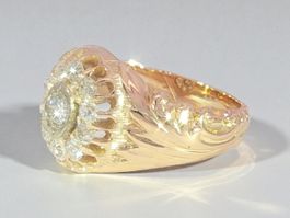 Roségold 14k Mid Century Ring Brillant Altschliff-Diamanten