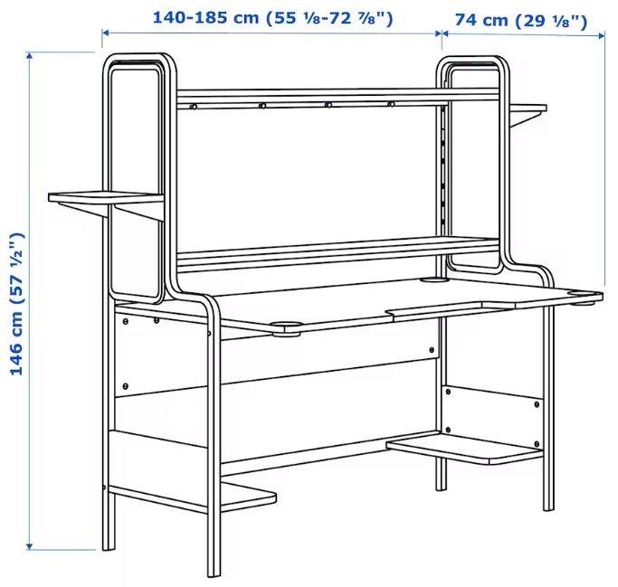 FREDDE Scrivania, nero, 185x74x146 cm - IKEA Italia