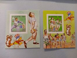 Blocs Tchad Jeux Olympiques Los Angeles 1984 lot de deux