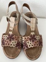 Sandalen mit Keilabsatz beige Blumen (Bama)