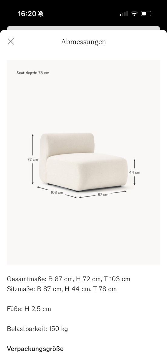 Westwing Sessel: Westwing Collection Sofia Mittelmodul beige neuwertig – Gebraucht aus Zürich von and_v5kz 3
