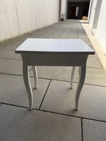 White Side Table curved legs drawer storage