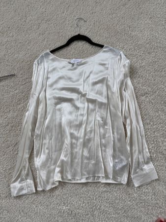 DARLING HARBOUR Damen Bluse Shirt Creme mit Seide XL wNEU
