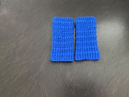 Handgestrickte Pulswärmer Amedisli Blau/ mit doppelter Wolle