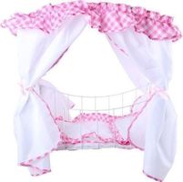 Puppenbett Himmelbett auf Rollen
