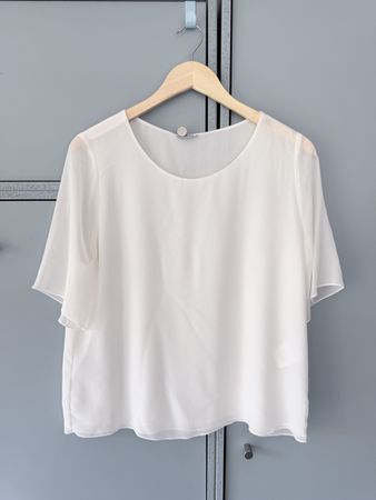 Sommermann Chiffonbluse Gr. 38 Weiss Creme Zweilagig Elegant