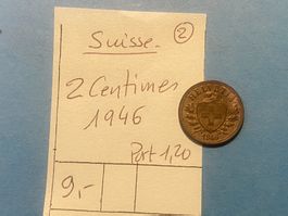 SUISSE : 2 CENTIMES 1846