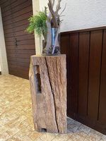 300 jähriger original Eichenpfahl mit Glas