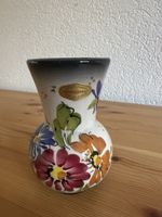 Vase Keramik handbemalt Blumen farbig guter Zustand