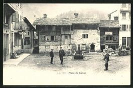 Salvan, Place de Salvan animée vers 1900