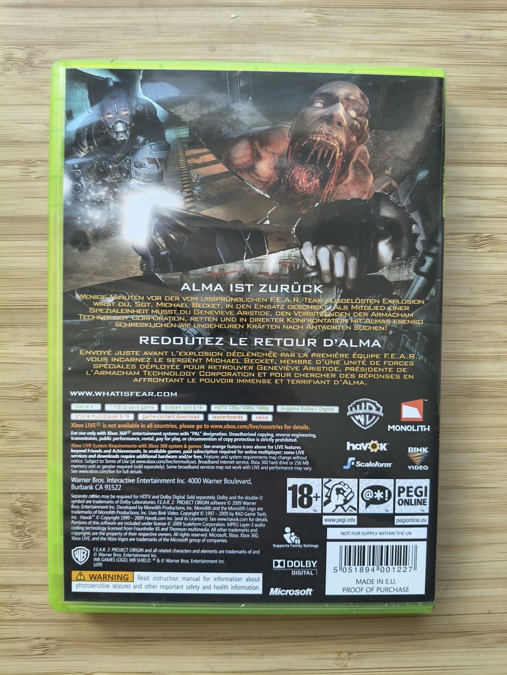 Jeux: F.E.A.R. 2 - Project Origin (XBox 360) – D'occasion à Riedholz par ste_96cd 1