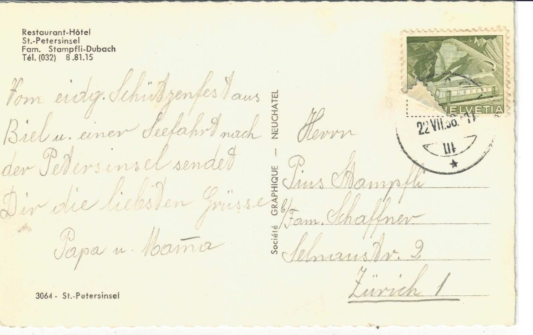 Cartoline postali: Restaurant-Hotel St. Petersinsel – Usato da Ettingen venduto da Kartenplanet 1