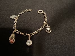 Armband mit 4 Charms, Herz, Anker, Kleeblatt