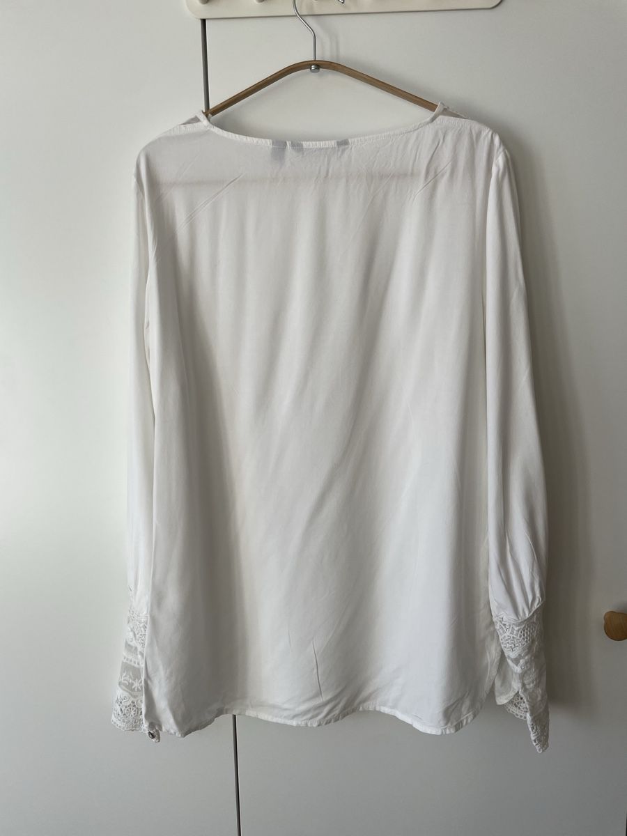 Tom Tailor Camicette: TOM TAILOR Elegante Bluse mit Spitzen-Manschetten – Gr 40 – Usato da Neukirch an der Thur venduto da bee88 2