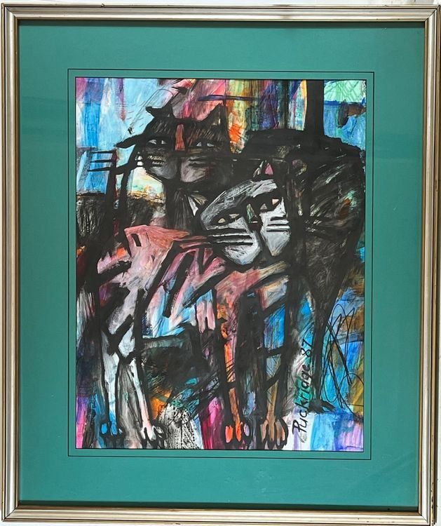 Dipinti: <<Katzen>> Expressionismus 1987 – Usato da Hinwil venduto da Grossformat