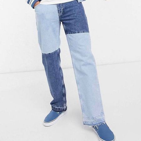 BERSHKA Patchwork Jeans, Grösse 42 (L)