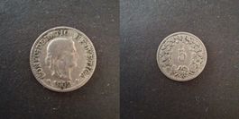 Schweiz 5 Rappen 1902 stark gebraucht - seltener Jahrgang!
