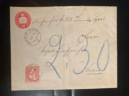 CH Tüblibrief 1879 Zufrankatur 10 Rp. sitzende Jnnertkirchen