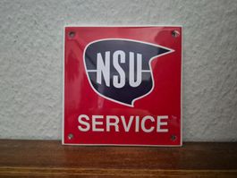 Emailschild NSU Motorrad Werkstatt Service Emaille Schild