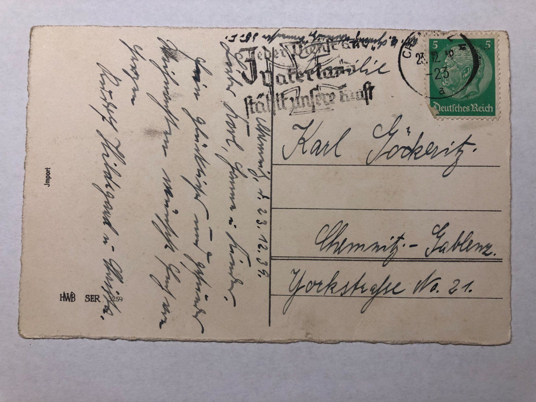 Cartoline postali: Frohe Weihnachten  1939  HWB SER – Usato da Pfäffikon ZH venduto da Waltoversand 1