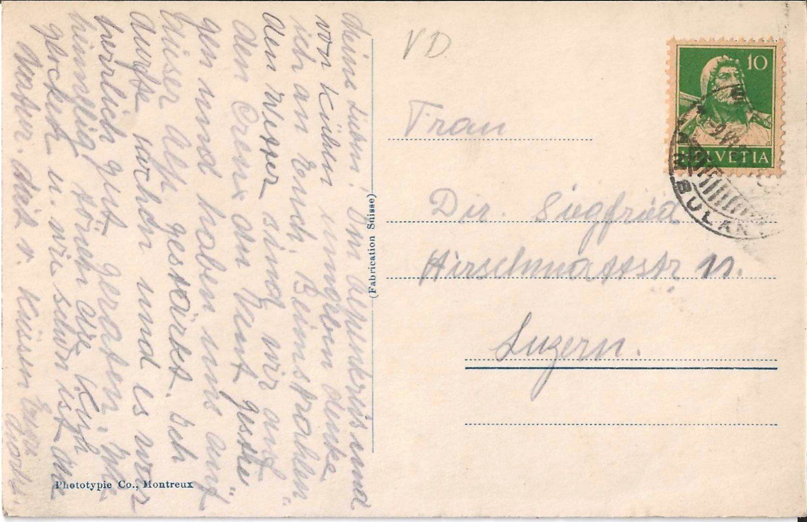Ansichtskarten: Karte Le Soliat 1921 – Gebraucht aus Zürich von Philacat11 1