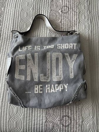 Grand sac en tissu bleu gris 