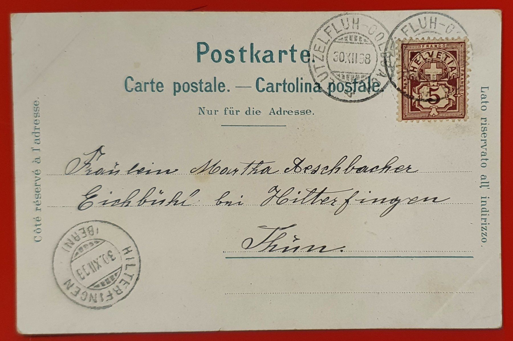 Ansichtskarten: Gruss aus Lützelflüh - Goldbach 1898 – Gebraucht aus Kreuzlingen von Rschweiz1 1