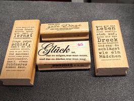4 Holzstempel mit inspirierenden Sprüchen, neuwertig