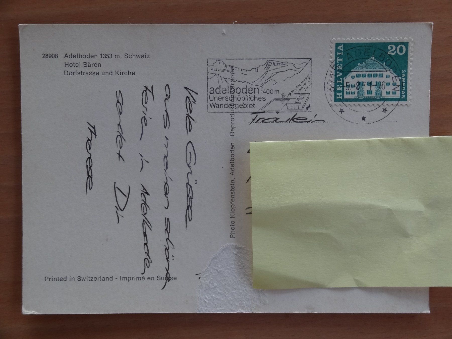 Cartoline postali: Adelboden - Hôtel Bären - 1971 – Usato da St Léonard venduto da Riglin 1