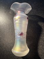 Elegante Murano ?Glas Blumenvase, weiss/lila, Vintage Deko!