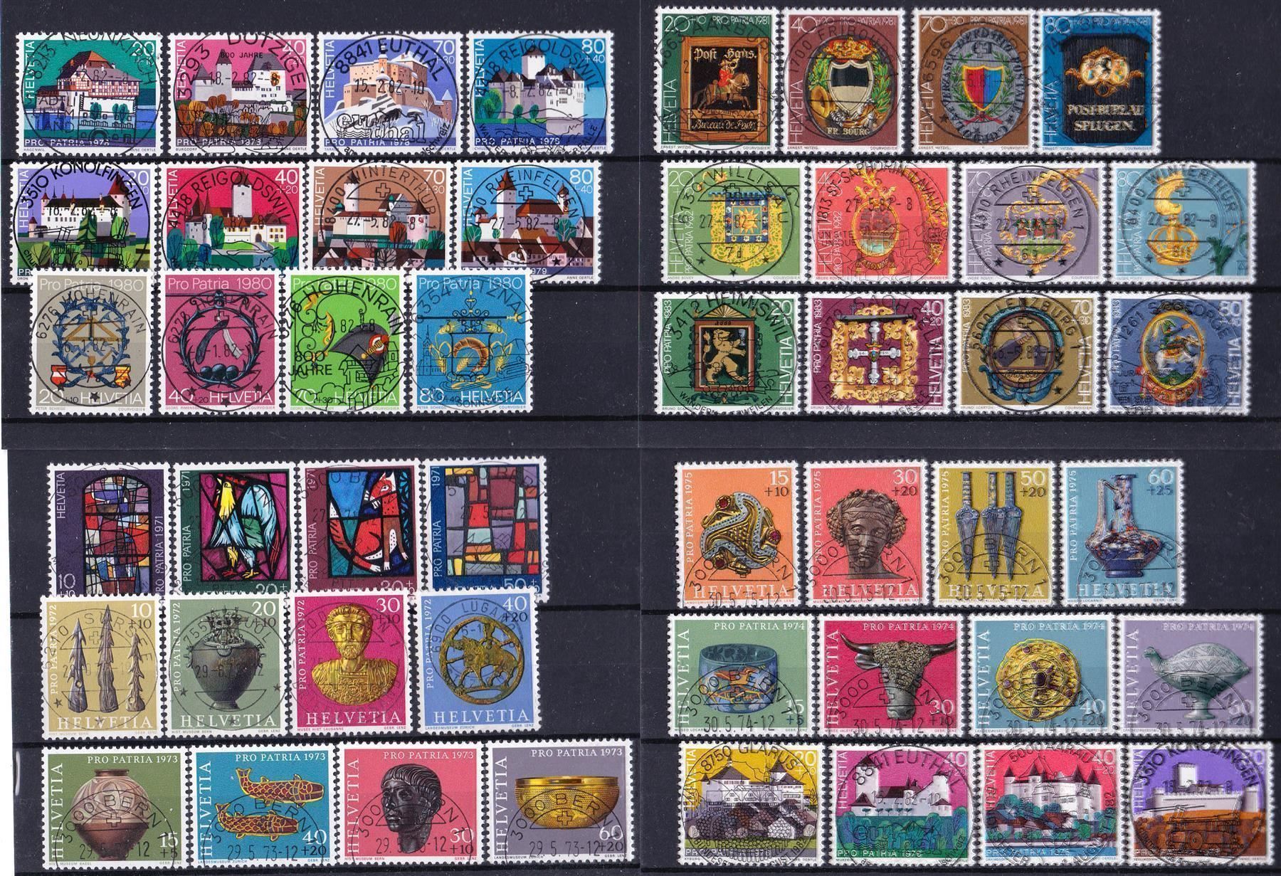 Tutti i francobolli: 12 kompl. gest. Serien 1971/83,SBK 149.- – Usato da Wenslingen venduto da riger11