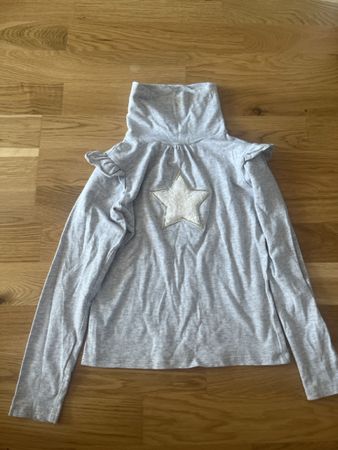 Rollkragenshirt für Mädchen Stern Motiv hellgrau