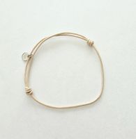 Beiges Kordel-Armband - Verstellbar mit Silber 925 Anhänger