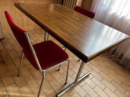 Vintage Küchentisch / Esstisch mit Chromgestell 70 x 110 cm