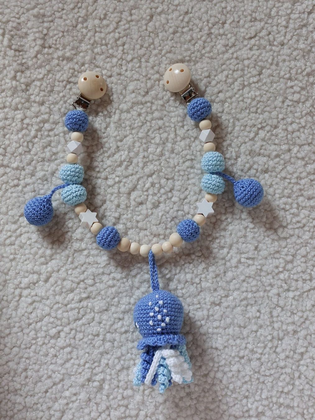 Spielzeuge: Kinderwagenkette Tintenfisch mit Rassel – Neu und originalverpackt aus Bleienbach von babyhandgemachts 1