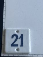 Hausnummer Keramik 21 blau weiss(S14)
