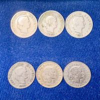 Lot 5 Rappen 1885, 1895, 1898, 1905, 1907, 1914