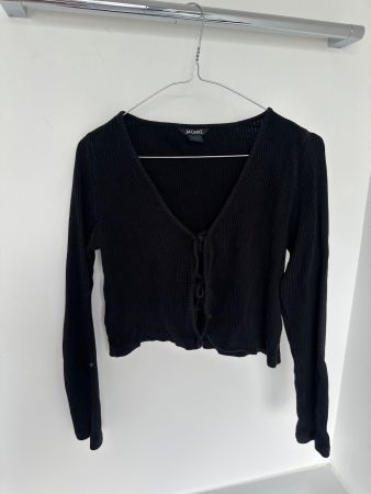 Schwarzes geripptes Langarm Top Monki Gr.S