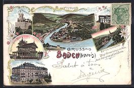 Litho Baden, Totalansicht, Casino, Grand
