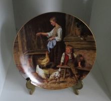 Albert Anker "Mädchen Hühner fütternd" Porzellan Langenthal