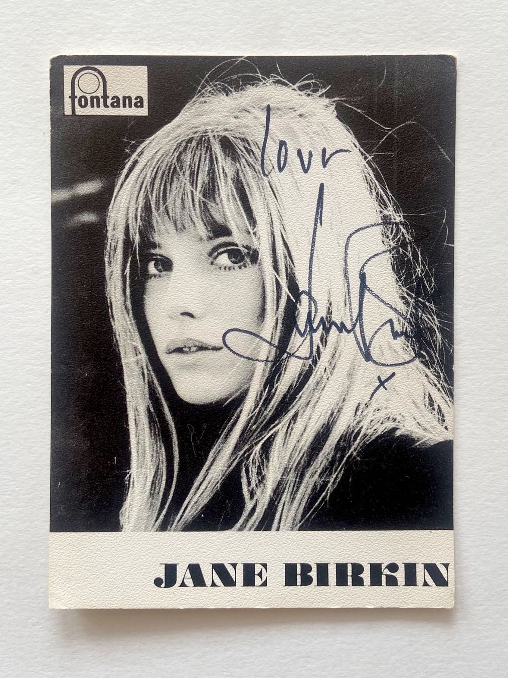 Autografi: Jane Birkin. Autogrammkarten. 1969 Handsigniert. RARE – Usato da Zürich venduto da Tulsa1968