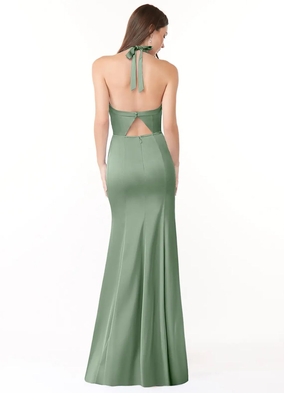 Kleider: Matcha Green Evening Gown Size 36 Stretch Satin – Neu (gemäss Beschreibung) aus Zürich von tkind 1